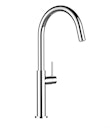 Minimalistischer Wasserhahn Küchenarmatur, TECNO, mit 360° schwenkbarem U-Auslauf, Verchromt