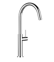 Minimalistischer Wasserhahn Küchenarmatur, TECNO, mit 360° schwenkbarem U-Auslauf, Verchromt