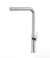 Minimalistischer Wasserhahn Küchenarmatur, TECNO, mit 360° schwenkbarem L-Auslauf, Verchromt