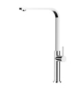 Minimalistischer Wasserhahn Küchenarmatur, TECNO, mit 360° schwenkbarem flachem Auslauf, Verchromt