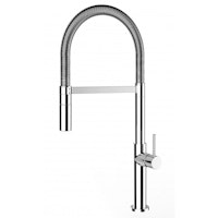 Minimalistischer Wasserhahn Küchenarmatur, TECNO, mit 360° schwenkbarem Auslauf, abnehmbare 2 strahl Handbrause, Verchromt