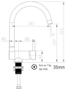 NIEDERDRUCK Wasserhahn Vorfenster Küchenarmatur, Umklappbar 6 CM, mit 360° schwenkbarem U-Auslauf, Verchromt
