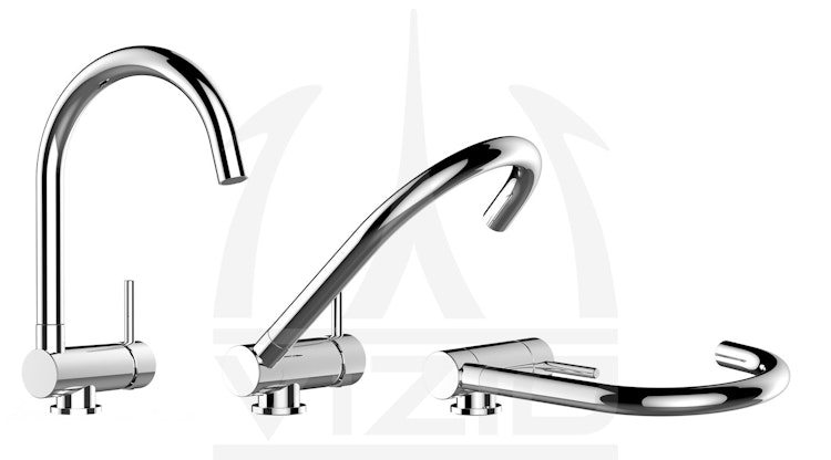 NIEDERDRUCK Wasserhahn Vorfenster Küchenarmatur, Umklappbar 6 CM, mit 360° schwenkbarem U-Auslauf, Verchromt