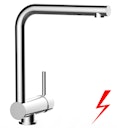 NIEDERDRUCK Wasserhahn Vorfenster Küchenarmatur, Umklappbar 6 CM, mit 360° schwenkbarem L-Auslauf, Verchromt