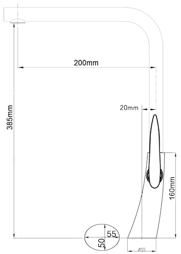 Wasserhahn Küchenarmatur, LEAF, mit 360° schwenkbarem L-Auslauf, Verchromt / Weiß Granit