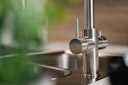 5 Wege Wasserhahn Küchenarmatur, Edelstahl Massiv mit 360° schwenkbarem U-Auslauf, Gebürstet