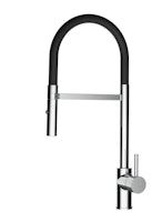 Wasserhahn Küchenarmatur, SAM, mit 360° schwenkbarem Auslauf, abnehmbare 2 strahl Handbrause, Verchromt / Schwarz