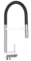 Wasserhahn Vorfenster Küchenarmatur, Umklappbar 6 CM, mit 360° schwenkbarem Auslauf, abnehmbare 2 strahl Handbrause, Verchromt / Schwarz