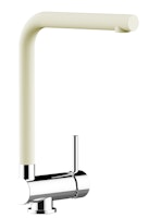 Wasserhahn Vorfenster Küchenarmatur, Umklappbar 6 CM, mit 360° schwenkbarem L- Auslauf, Verchromt / Sand Beige