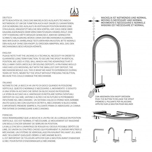 Wasserhahn Vorfenster Küchenarmatur, Umklappbar 6 CM, mit 360° schwenkbarem L- Auslauf, Verchromt / Taubengrau