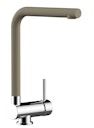Wasserhahn Vorfenster Küchenarmatur, Umklappbar 6 CM, mit 360° schwenkbarem L- Auslauf, Verchromt / Taubengrau