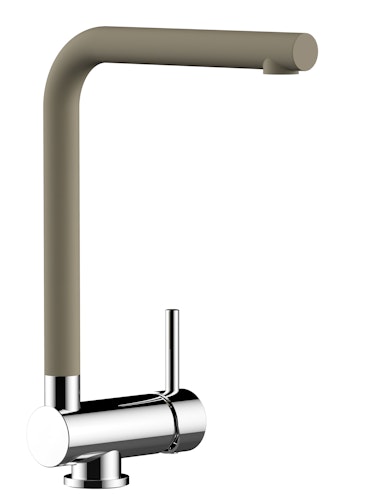 Wasserhahn Vorfenster Küchenarmatur, Umklappbar 6 CM, mit 360° schwenkbarem L- Auslauf, Verchromt / Taubengrau