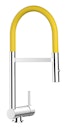 Wasserhahn Vorfenster Küchenarmatur, Umklappbar 6 CM, mit 360° schwenkbarem Auslauf, abnehmbare 2 strahl Handbrause, Verchromt / Gelb