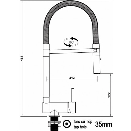 Wasserhahn Vorfenster Küchenarmatur, Umklappbar 6 CM, mit 360° schwenkbarem Auslauf, abnehmbare 2 strahl Handbrause, Verchromt / Gelb