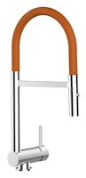 Wasserhahn Vorfenster Küchenarmatur, Umklappbar 6 CM, mit 360° schwenkbarem Auslauf, abnehmbare 2 strahl Handbrause, Verchromt / Orange