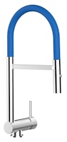Wasserhahn Vorfenster Küchenarmatur, Umklappbar 6 CM, mit 360° schwenkbarem Auslauf, abnehmbare 2 strahl Handbrause, Verchromt / Blau