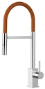 Wasserhahn Küchenarmatur, QU, mit 360° schwenkbarem Auslauf, abnehmbare 2 strahl Handbrause, Verchromt / Orange