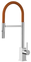 Wasserhahn Küchenarmatur, QU, mit 360° schwenkbarem Auslauf, abnehmbare 2 strahl Handbrause, Verchromt / Orange