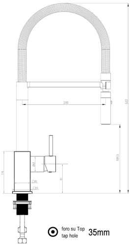 Wasserhahn Küchenarmatur, QU, mit 360° schwenkbarem Auslauf, abnehmbare 2 strahl Handbrause, Verchromt / Türkis