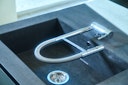 NIEDERDRUCK Wasserhahn Vorfenster Küchenarmatur, Umklappbar 6 CM, mit 360° schwenkbarem Auslauf, abnehmbare 2 strahl Handbrause, Verchromt / Orange