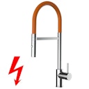 NIEDERDRUCK Wasserhahn Küchenarmatur, SAM, mit 360° schwenkbarem Auslauf, abnehmbare 2 strahl Handbrause, Verchromt / Orange