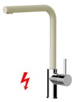 NIEDERDRUCK Wasserhahn Küchenarmatur, SAM, mit 360° schwenkbarem L-Auslauf, Verchromt / Sand Beige