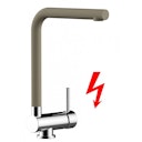 NIEDERDRUCK Wasserhahn Vorfenster Küchenarmatur, Umklappbar 6 CM, mit 360° schwenkbarem L-Auslauf, Verchromt / Taubengrau