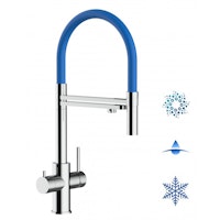 5 Wege Wasserhahn Küchenarmatur, Edelstahl Massiv mit 360° schwenkbarem Auslauf, abnehmbare 2 strahl Handbrause, Hochglanz / Blau
