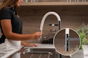 5 Wege Wasserhahn Küchenarmatur, Edelstahl Massiv mit 360° schwenkbarem Auslauf, abnehmbare 2 strahl Handbrause, Gebürstet / Weiß