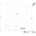 Wasserhahn Vorfenster Küchenarmatur, Umklappbar 4,5 CM, mit 360° schwenkbarem L-Auslauf, Verchromt / Schwarz Granit