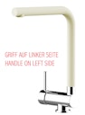 Wasserhahn Vorfenster Küchenarmatur, Umklappbar 6 CM, LINKER HEBEL, mit 360° schwenkbarem L-Auslauf, Verchromt / Sand Beige