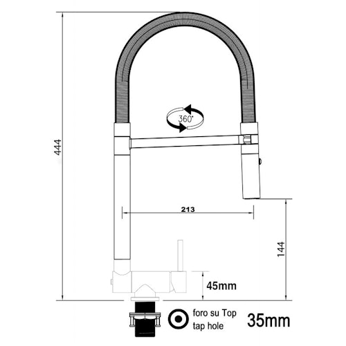 Wasserhahn Vorfenster Küchenarmatur, Umklappbar 4,5 CM, mit 360° schwenkbarem Auslauf, abnehmbare 2 strahl Handbrause, Schwarz Matt / Schwarz