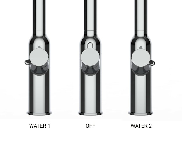 4 Wege Wasserhahn Küchenarmatur, BOD, mit 360° schwenkbarem Auslauf, abnehmbare 2 strahl Handbrause, Verchromt / Grau
