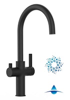 4 Wege Wasserhahn Küchenarmatur, FC, mit 360° schwenkbarem U-Auslauf, Schwarz Matt
