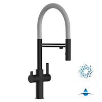 4 Wege Wasserhahn Küchenarmatur, FC, mit 360° schwenkbarem Auslauf, abnehmbare 2 strahl Handbrause, Schwarz Matt / Grau