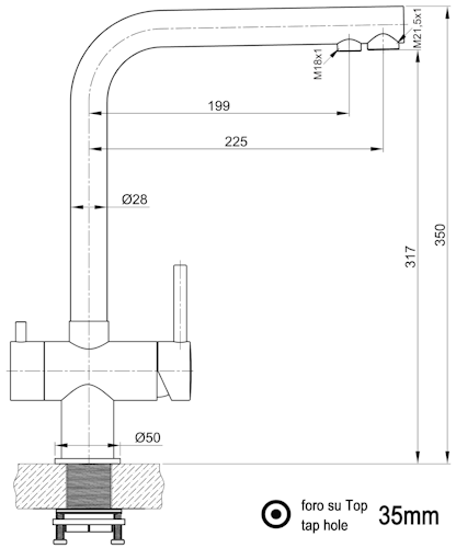 NIEDERDRUCK 3 Wege Wasserhahn Küchenarmatur, Edelstahl Massiv, 360° schwenkbarem L-Auslauf, edelstahl_gebuerstet