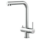 NIEDERDRUCK 3 Wege Wasserhahn Küchenarmatur, Edelstahl Massiv, 360° schwenkbarem L-Auslauf, edelstahl_gebuerstet