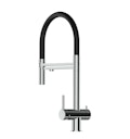 NIEDERDRUCK 3 Wege Wasserhahn Küchenarmatur, Edelstahl Massiv mit 360° schwenkbarem Auslauf, abnehmbare 2 strahl Handbrause, Hochglanz / Schwarz