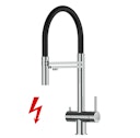NIEDERDRUCK 3 Wege Wasserhahn Küchenarmatur, Edelstahl Massiv mit 360° schwenkbarem Auslauf, abnehmbare 2 strahl Handbrause, Hochglanz / Schwarz