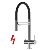 NIEDERDRUCK 3 Wege Wasserhahn Küchenarmatur, Edelstahl Massiv mit 360° schwenkbarem Auslauf, abnehmbare 2 strahl Handbrause, Hochglanz / Schwarz