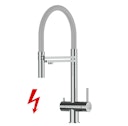 NIEDERDRUCK 3 Wege Wasserhahn Küchenarmatur, Edelstahl Massiv mit 360° schwenkbarem Auslauf, abnehmbare 2 strahl Handbrause, Hochglanz / Hellblau