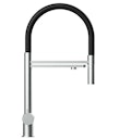 NIEDERDRUCK 3 Wege Wasserhahn Küchenarmatur, Edelstahl Massiv mit 360° schwenkbarem Auslauf, abnehmbare 2 strahl Handbrause, Gebürstet / Schwarz