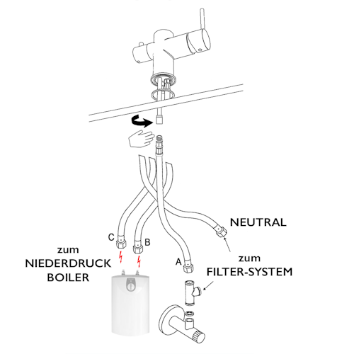 NIEDERDRUCK 3 Wege Wasserhahn Küchenarmatur, Edelstahl Massiv mit 360° schwenkbarem Auslauf, abnehmbare 2 strahl Handbrause, Gebürstet / Grau
