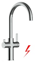 NIEDERDRUCK 3 Wege Wasserhahn Küchenarmatur, FC, mit 360° schwenkbarem U-Auslauf, Verchromt