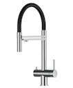 Kurzversion 45CM - 3 Wege Wasserhahn Küchenarmatur, Edelstahl Massiv mit 360° schwenkbarem Auslauf, abnehmbare 2 strahl Handbrause, Hochglanz / Schwarz