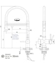 Kurzversion 45CM - 3 Wege Wasserhahn Küchenarmatur, Edelstahl Massiv mit 360° schwenkbarem Auslauf, abnehmbare 2 strahl Handbrause, Gebürstet / Gelb