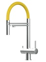 Kurzversion 45CM - 3 Wege Wasserhahn Küchenarmatur, Edelstahl Massiv mit 360° schwenkbarem Auslauf, abnehmbare 2 strahl Handbrause, Gebürstet / Gelb