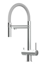 Kurzversion 45CM - 3 Wege Wasserhahn Küchenarmatur, Edelstahl Massiv mit 360° schwenkbarem Auslauf, abnehmbare 2 strahl Handbrause, Gebürstet / Grau