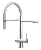 Kurzversion 45CM - 3 Wege Wasserhahn Küchenarmatur, Edelstahl Massiv mit 360° schwenkbarem Auslauf, abnehmbare 2 strahl Handbrause, Gebürstet / Grau