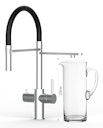 Kurzversion 47 cm - 5 Wege Wasserhahn Küchenarmatur, Edelstahl Massiv mit 360° schwenkbarem Auslauf, abnehmbare 2 strahl Handbrause, Hochglanz / Turkis